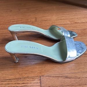Prada Kitten Heels Silver Size 36.5 Good Condition